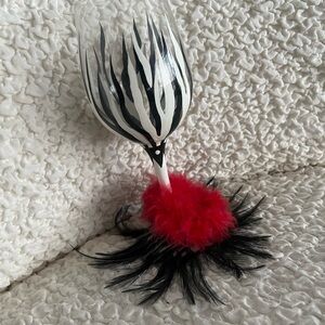 Lolita Wild Child Recipe Glass with Black Feather Accent